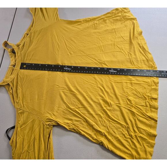 Forever 21 Blouse Women's 0X Yellow Long Sleeve Cold Shoulder Key Hole Back - Picture 7 of 16
